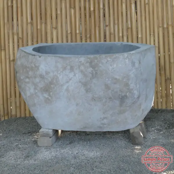Product image of the product “Riverstone basin, natural surface, polished inside. Dia approx 91-100. Height 61-70 ”